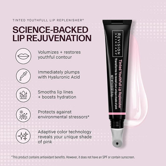 Revision Skincare Tinted YouthFull Lip Replenisher® – pH-Activated Tinted Lip Plumper, Hydrating, Volumizing, and Anti-Aging Treatment with Hyaluronic Acid, 0.33 oz