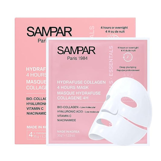 Sampar Hydrafuse Collagen 4 Hours or Overnight Mask – Korean Skincare for Radiant, Smooth Skin | Anti-Aging Face Mask with Ultra-Potent Collagen to Reduce Wrinkles, Tighten Pores & Boost Glow (4-Pack)
