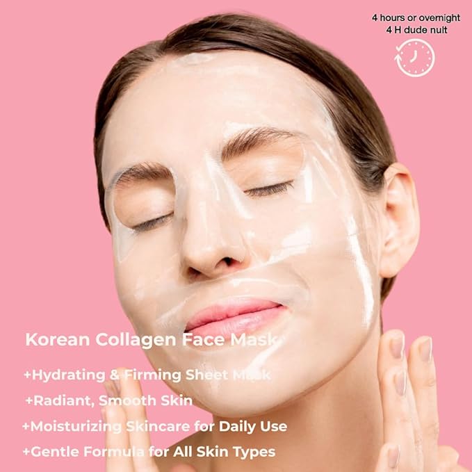 Sampar Hydrafuse Collagen 4 Hours or Overnight Mask – Korean Skincare for Radiant, Smooth Skin | Anti-Aging Face Mask with Ultra-Potent Collagen to Reduce Wrinkles, Tighten Pores & Boost Glow (4-Pack)