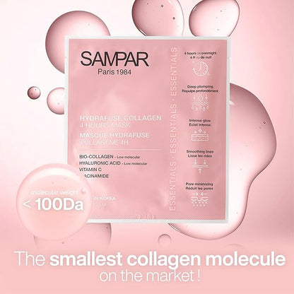 Sampar Hydrafuse Collagen 4 Hours or Overnight Mask – Korean Skincare for Radiant, Smooth Skin | Anti-Aging Face Mask with Ultra-Potent Collagen to Reduce Wrinkles, Tighten Pores & Boost Glow (4-Pack)